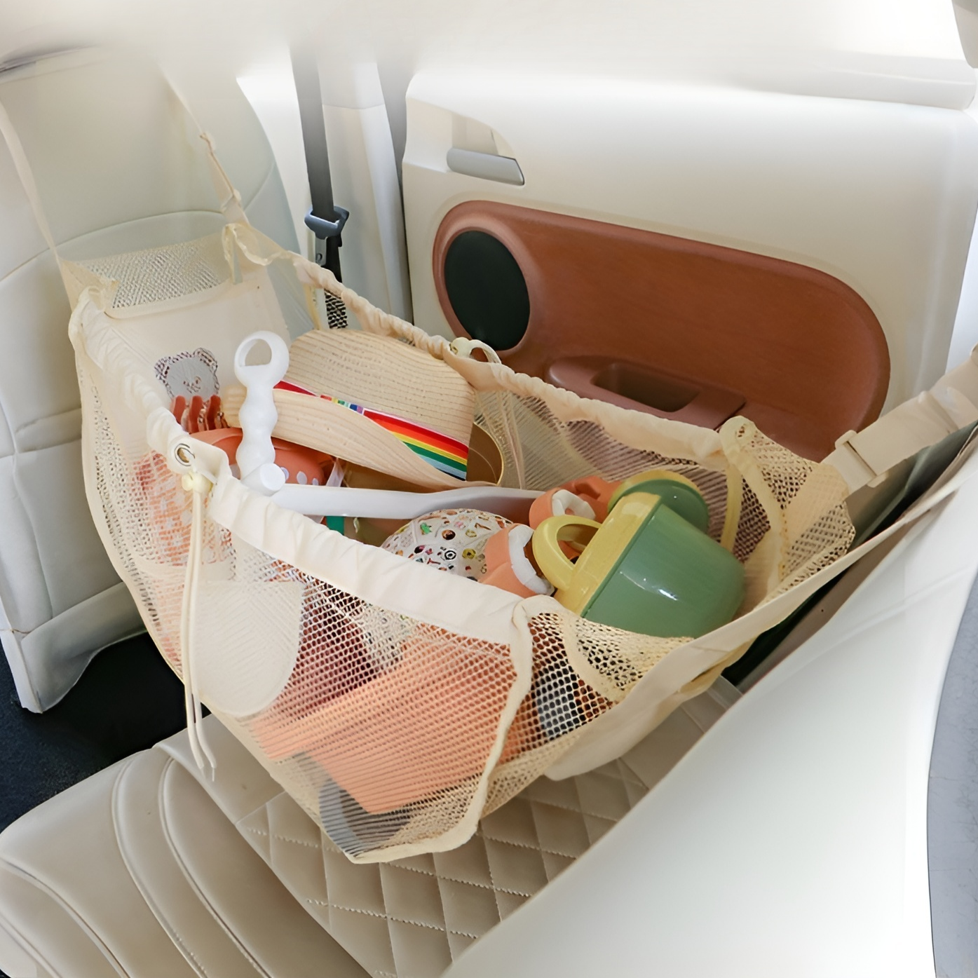 車用吊床式收納網 [車內吊床行李收納] 防止行李滑動