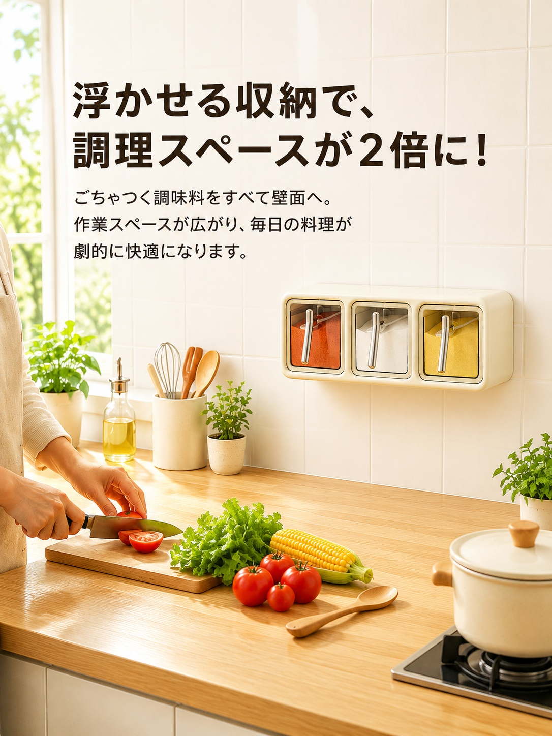 家庭用壁掛けセット調味料容器塩・胡椒・スパイスボックス