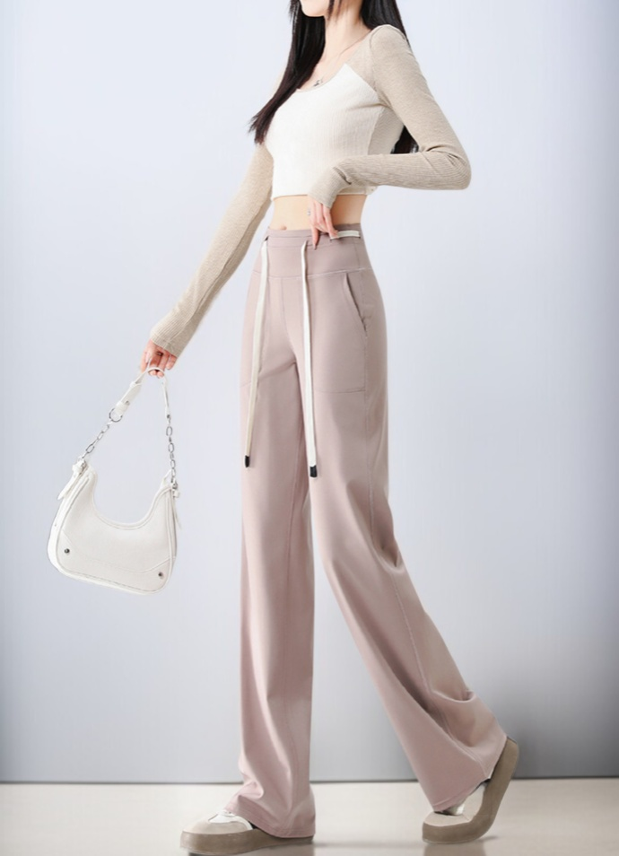 女性用ゆったりストレートパンツ カジュアルハイウエストワイドパンツ ドレープパンツ 女性用ヨガパンツ ゆったりストレートパンツ