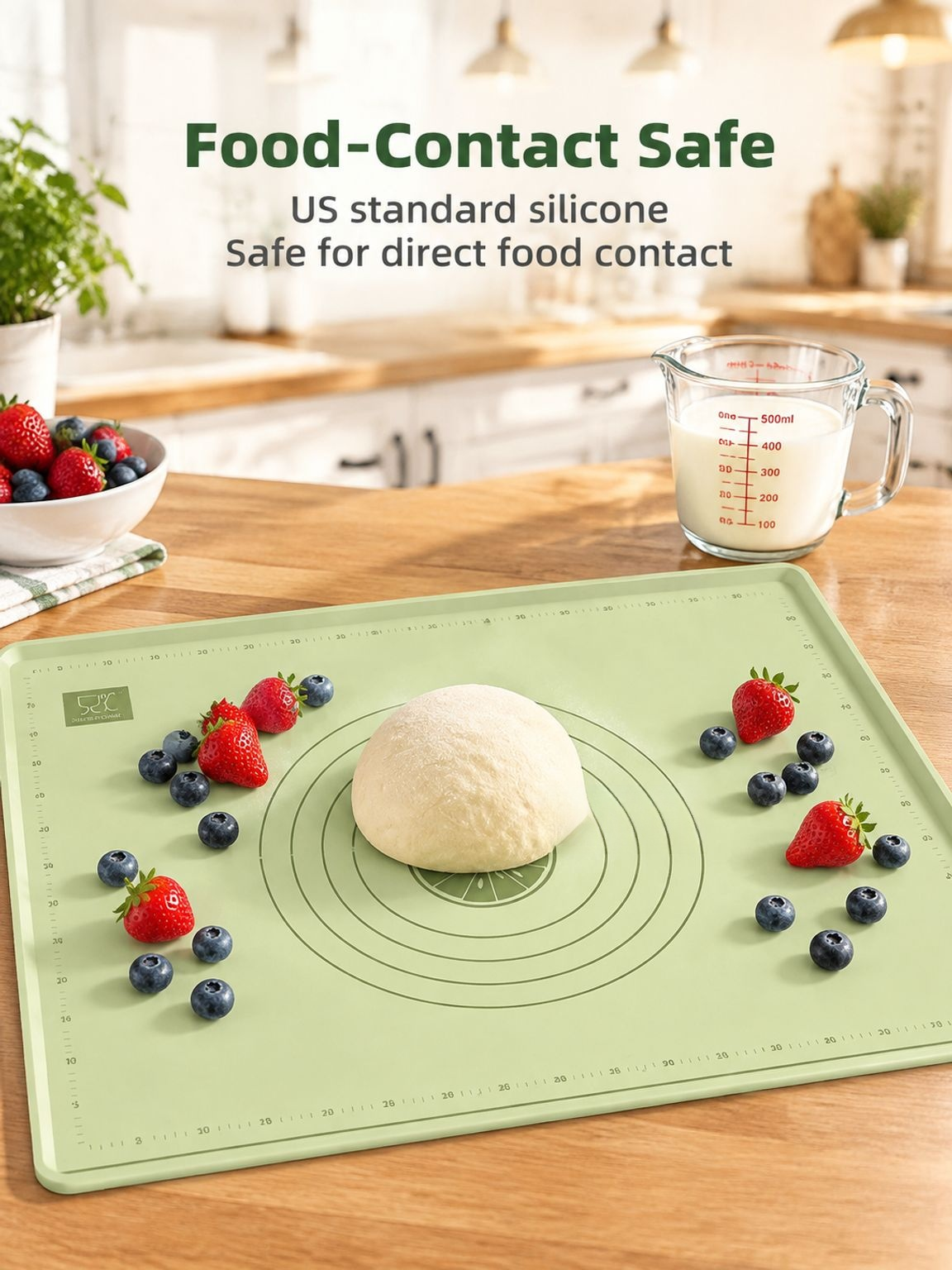 Easy-clean silicone dough kneading mat