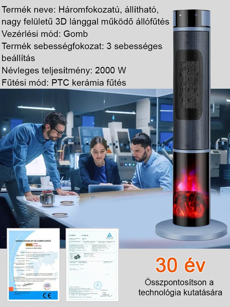 1 kWh/3 nap! 3 az 1-ben: fűtőventilátor + párásító + légtisztító — halk, termosztát