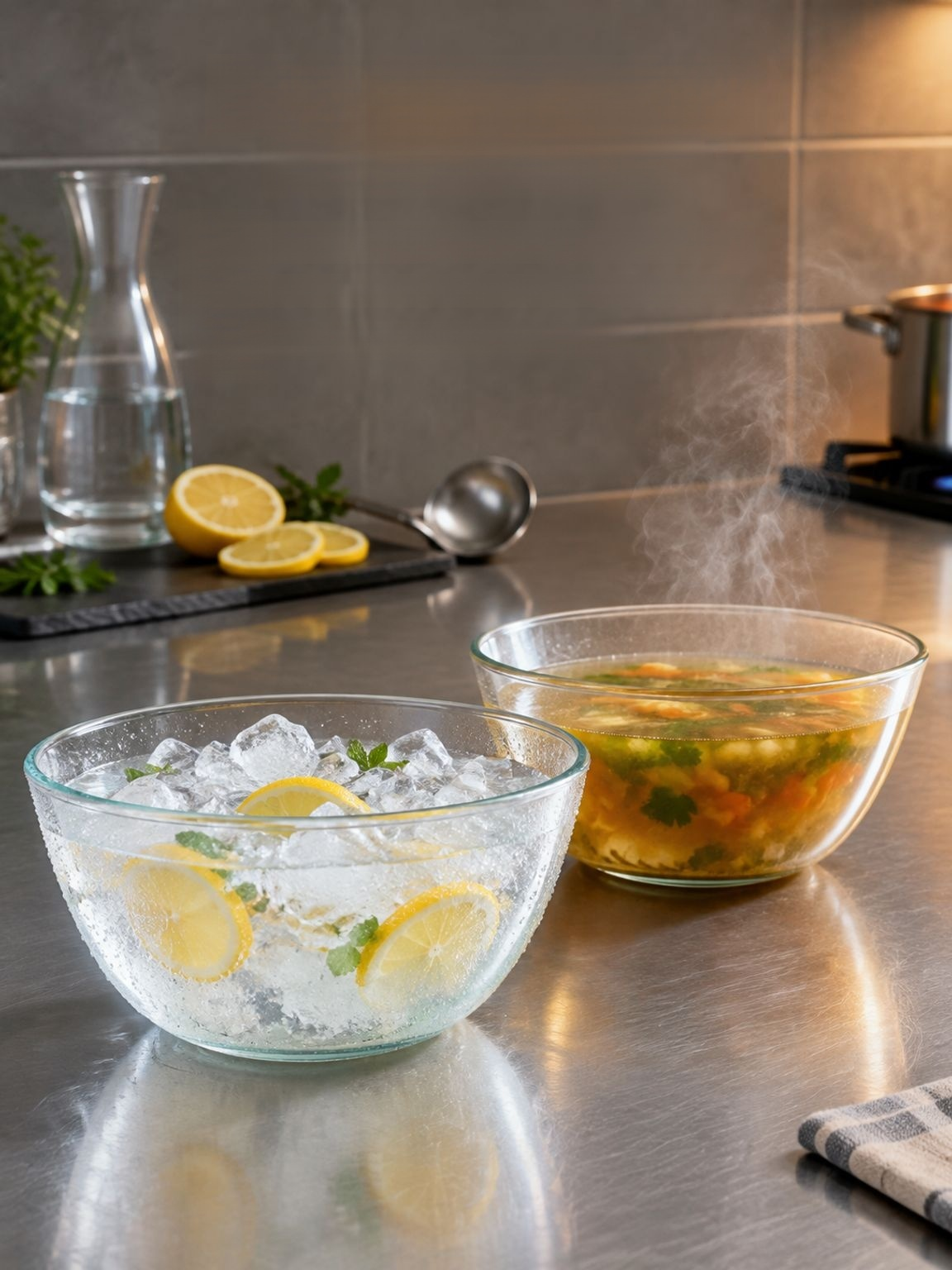 Glasschüssel zum Rühren von Zutaten