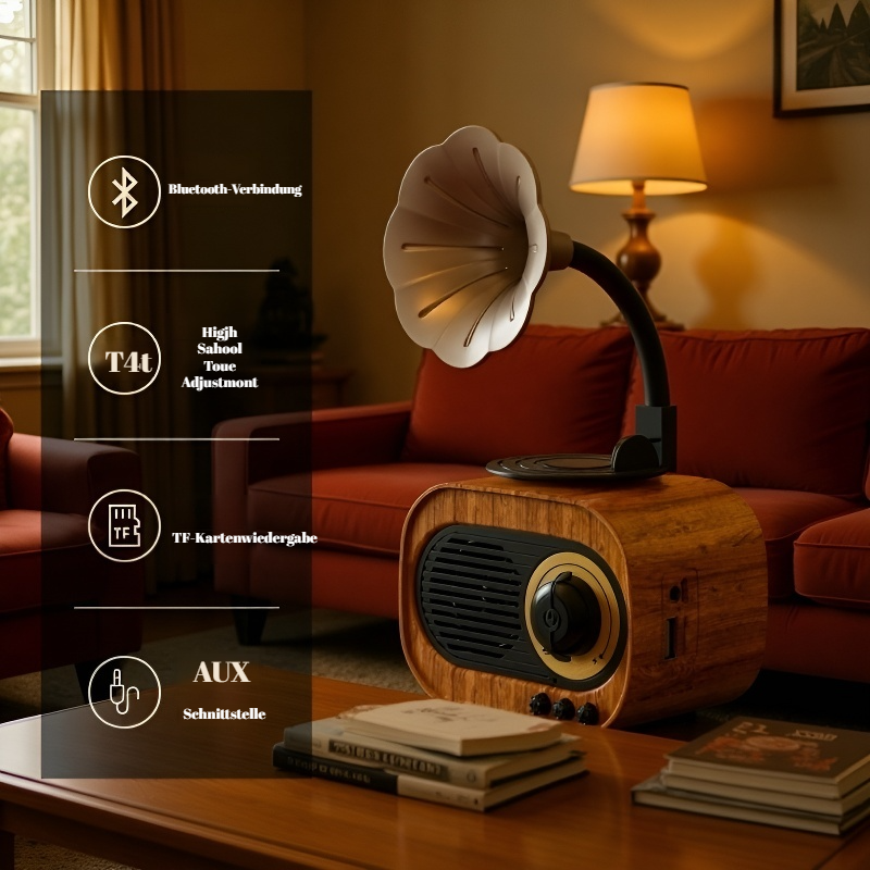 Mini-Phonograph Bluetooth-Lautsprecher tragbares Radio mit USB-Anschluss