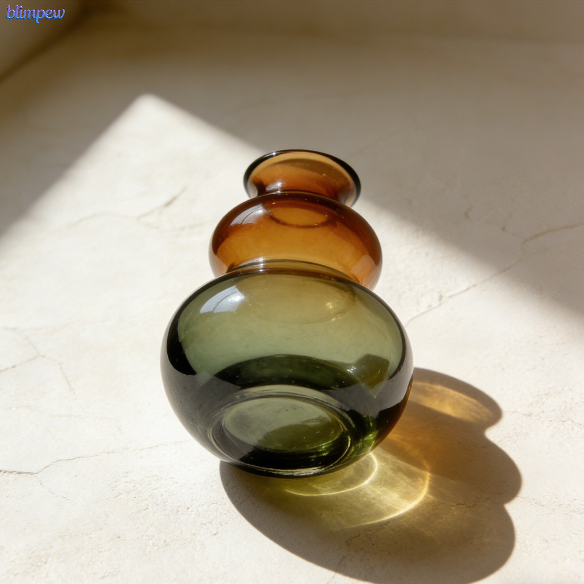 Modern glass vases in gourd shape with fresh flowers
