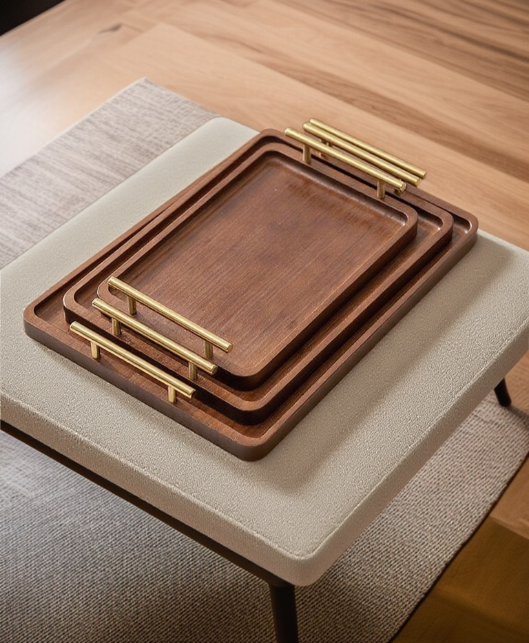 빈티지 장방형 실목 과일 쟁반 전체 모습