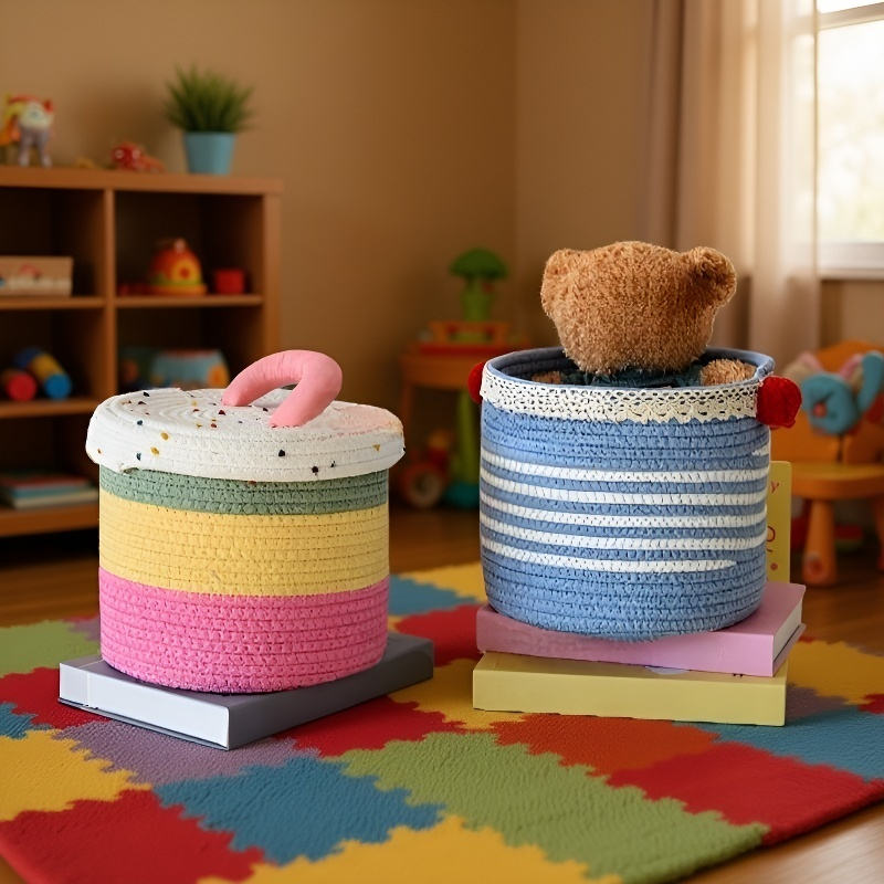 Caja organizadora tejida para papeles y documentos de escritorio