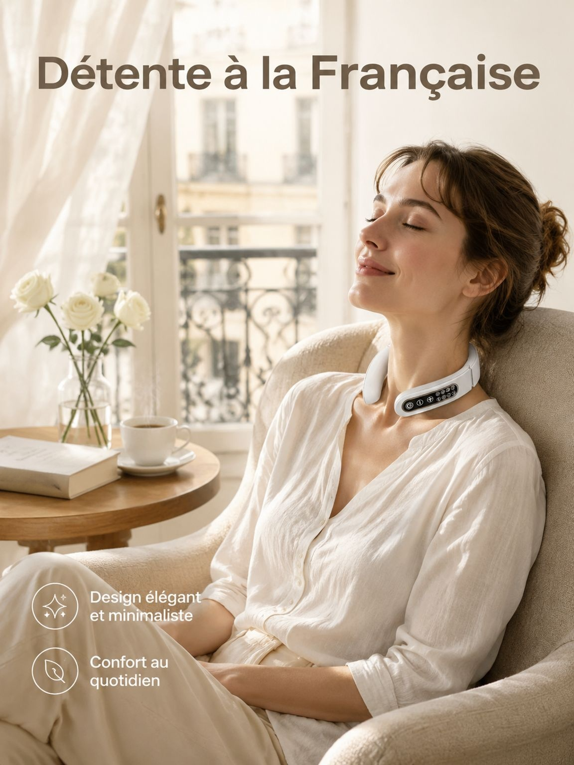 Masseur de cou portable Home Smart en utilisation