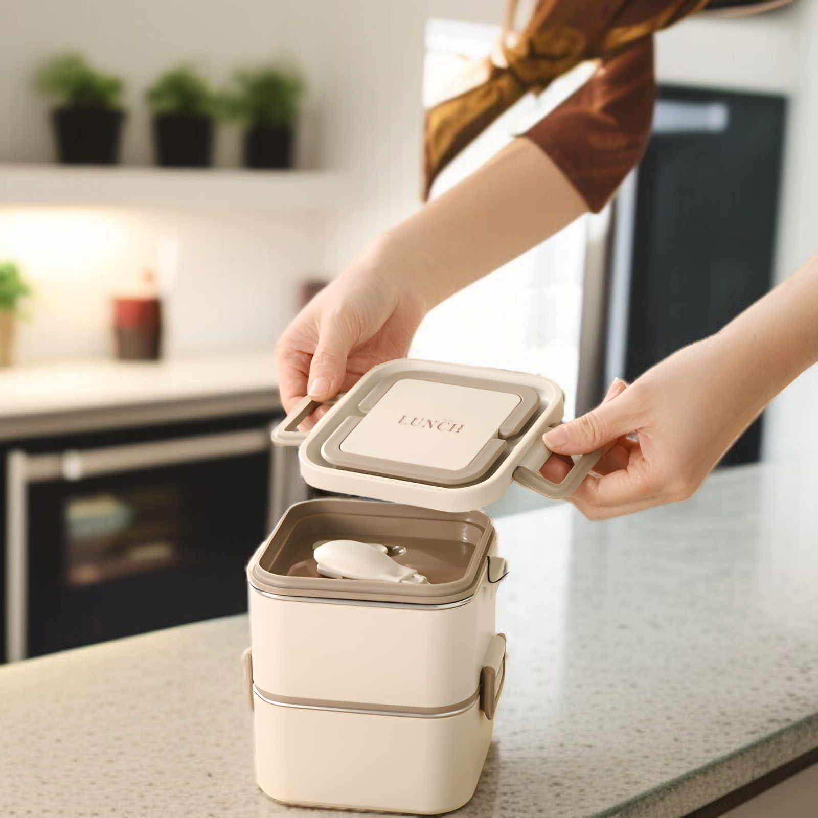 Lunchbox aus 304 Edelstahl, tragbare Frischhaltebox, Fach, Lunchbox für Mikrowelle, Studenten, Lunch