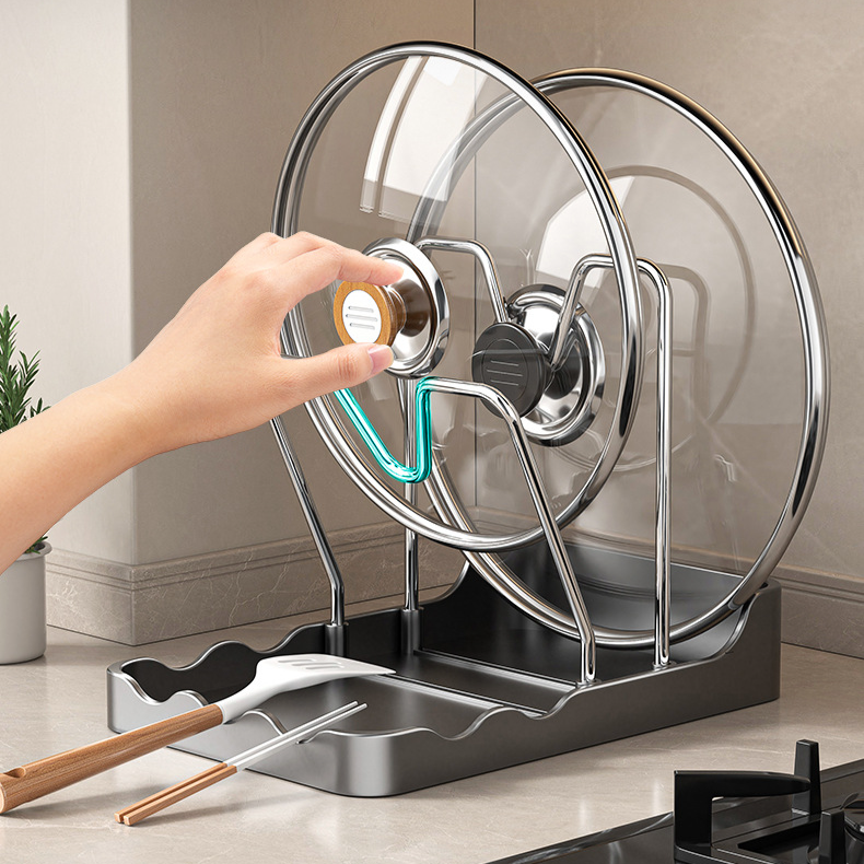 Multifunctional pot lid rack