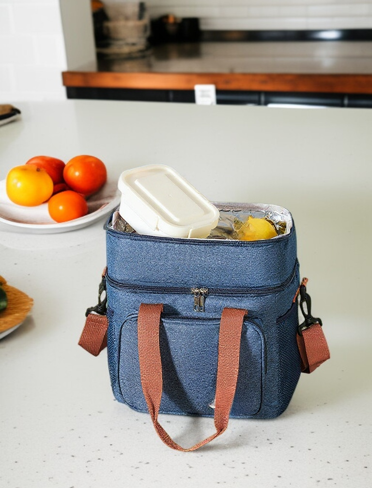 Lunch box featuring double-layer design for organized storage