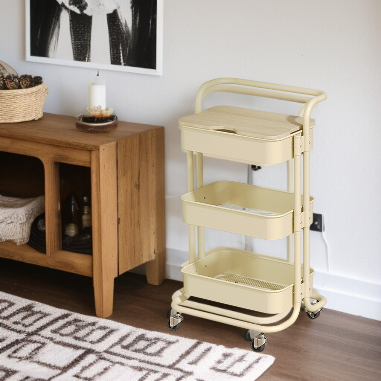 Carro de almacenamiento de 3 niveles con estantería móvil