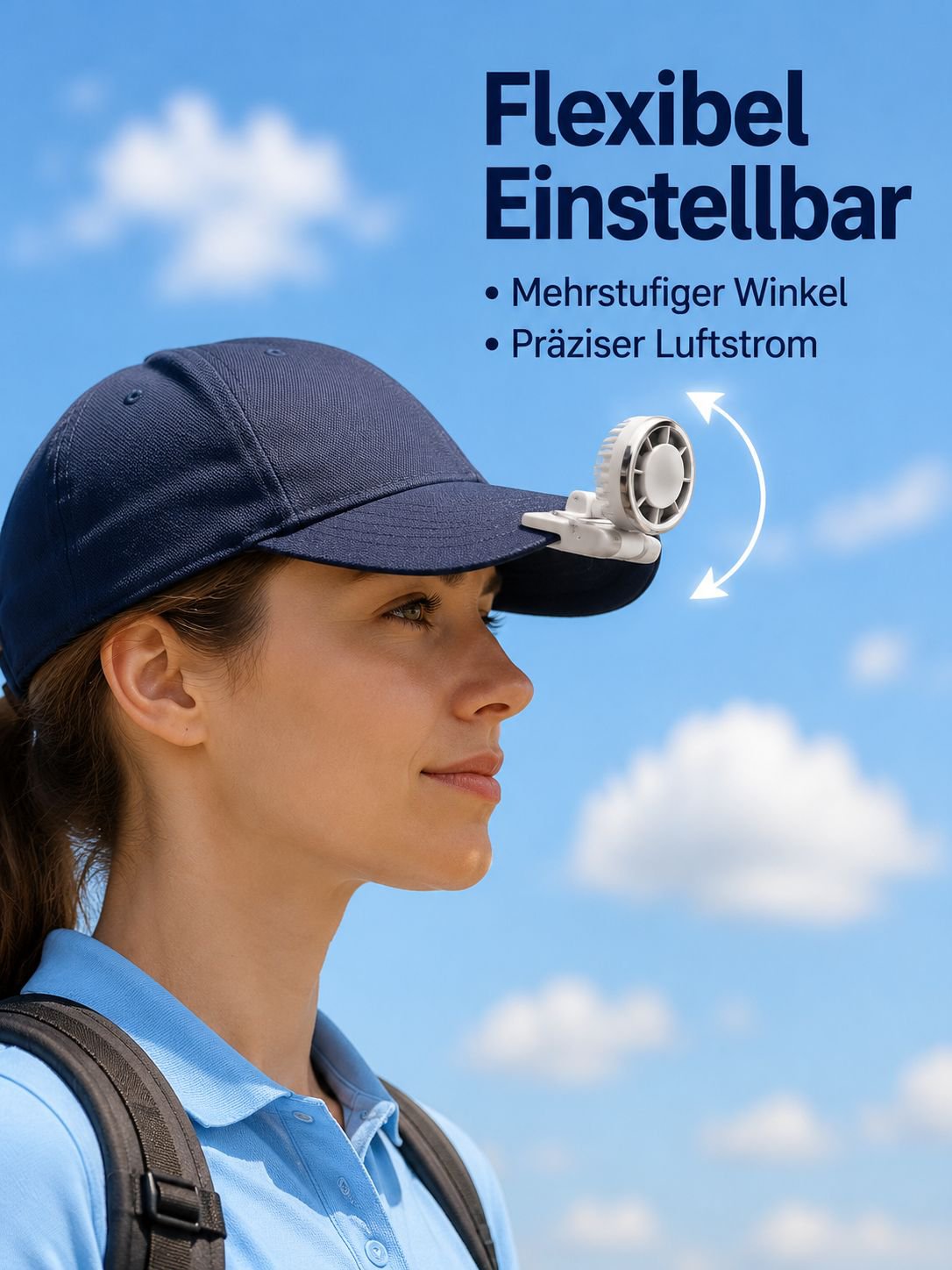 Mini-Mützenventilator, Clip-Design, lange Laufzeit, USB-aufladbar