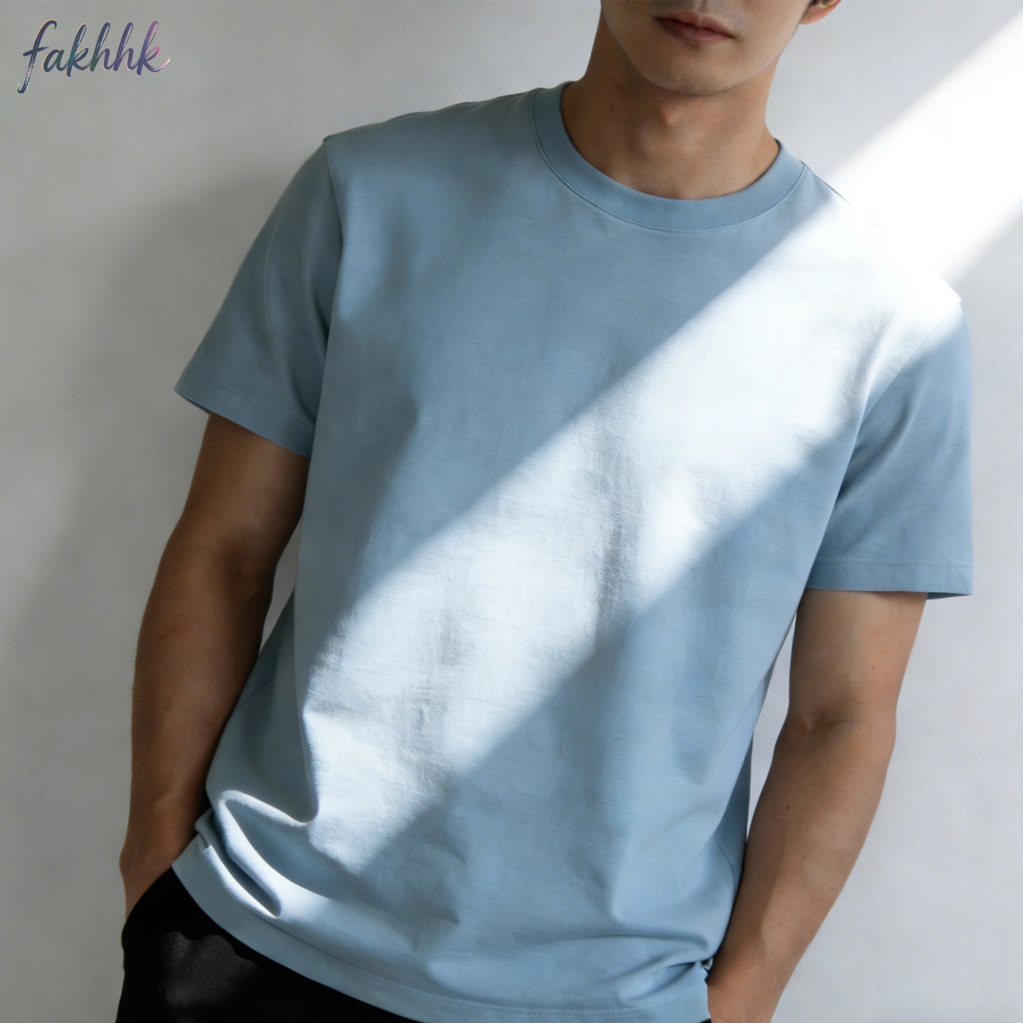 남성용 순면 크루넥 티셔츠