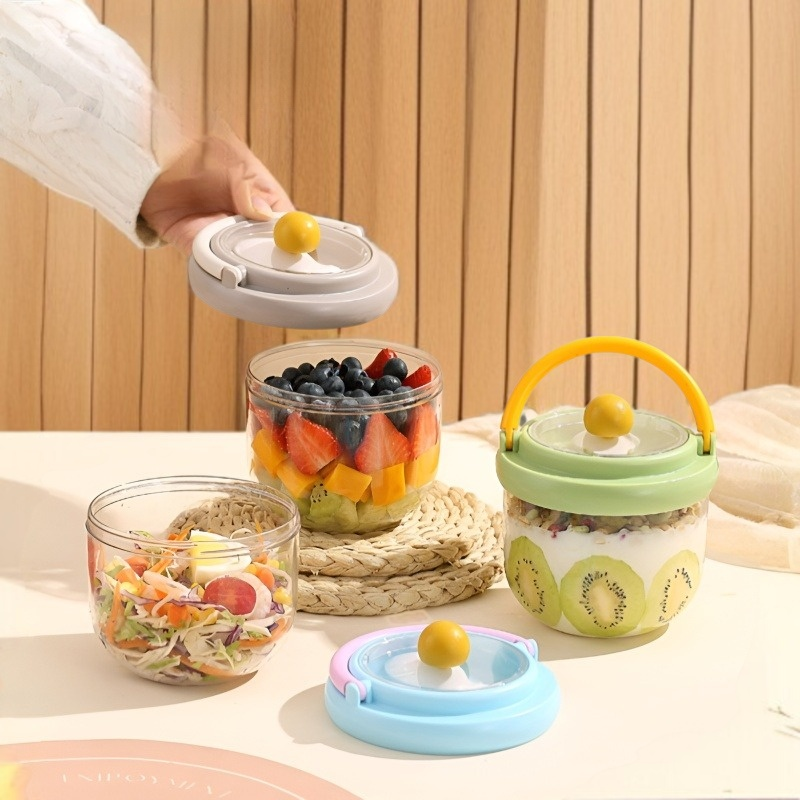 과일컵 비주얼 휴대용 물컵 누수방지 과일샐러드 원형수납 플라스틱 물컵