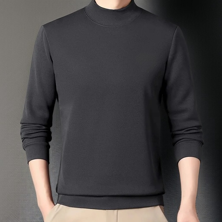 남성용 퍼안감 추가 두꺼운 반넥 스웨터