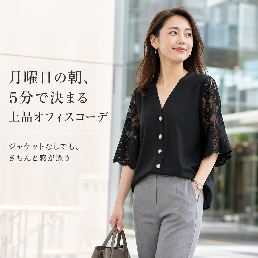 春夏新作・日本風レディースゆったりレース袖Vネックブラウス