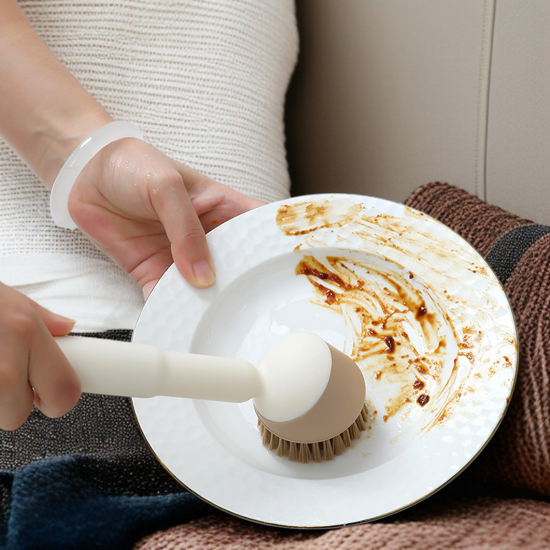 냄비 손상 없는 다용도 청소 브러쉬 냄비 세척 브러쉬 가정용 주방 전용 긴 손잡이 청소 브러쉬