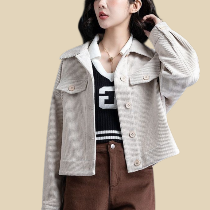 時尚燈芯絨短外套