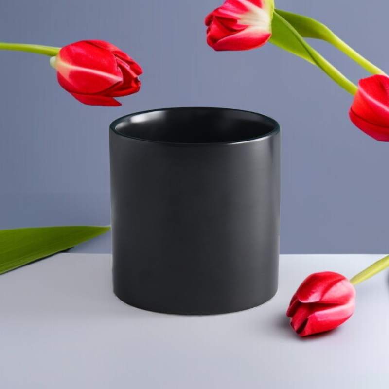 Colorful Ceramic Home Set Planter High Pot Flower Tray Round European Green Plant Planter