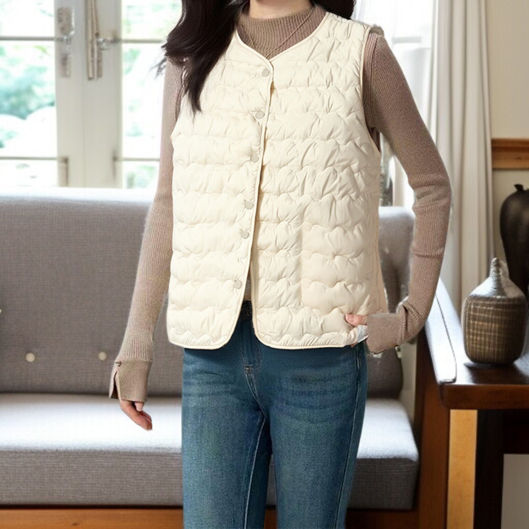 Women's short round neck warm cotton vest