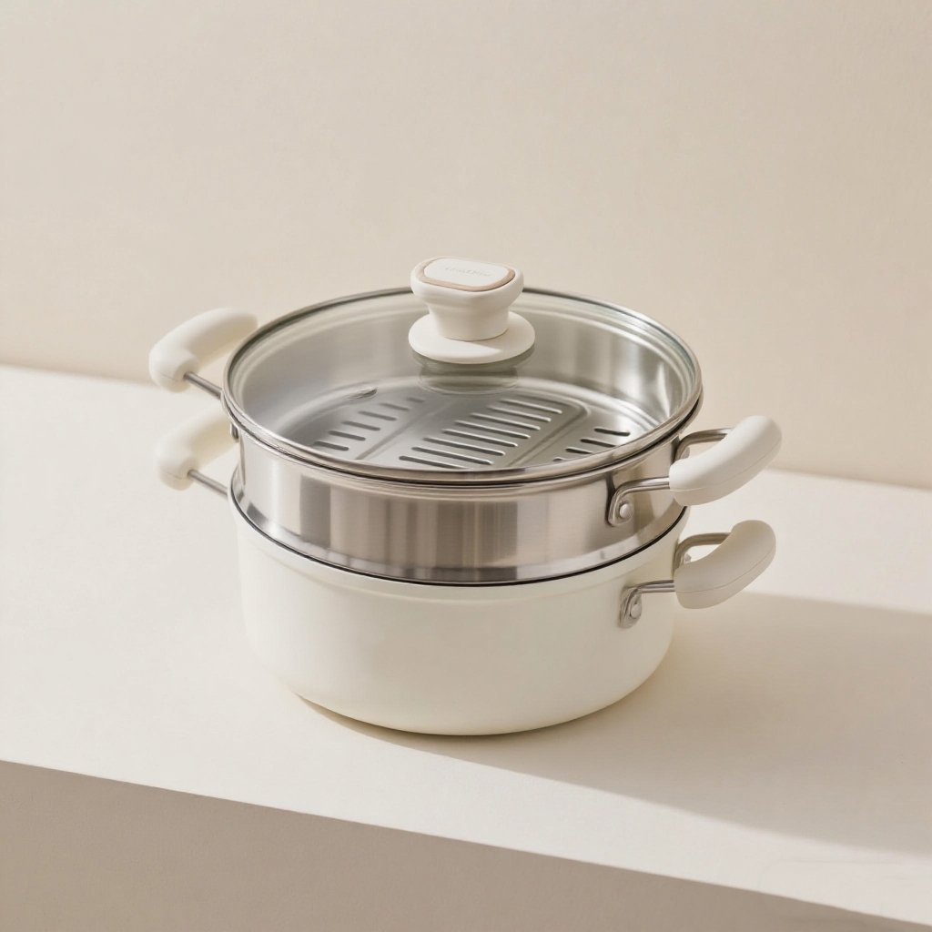 밀크화이트 2층 스팀냄비