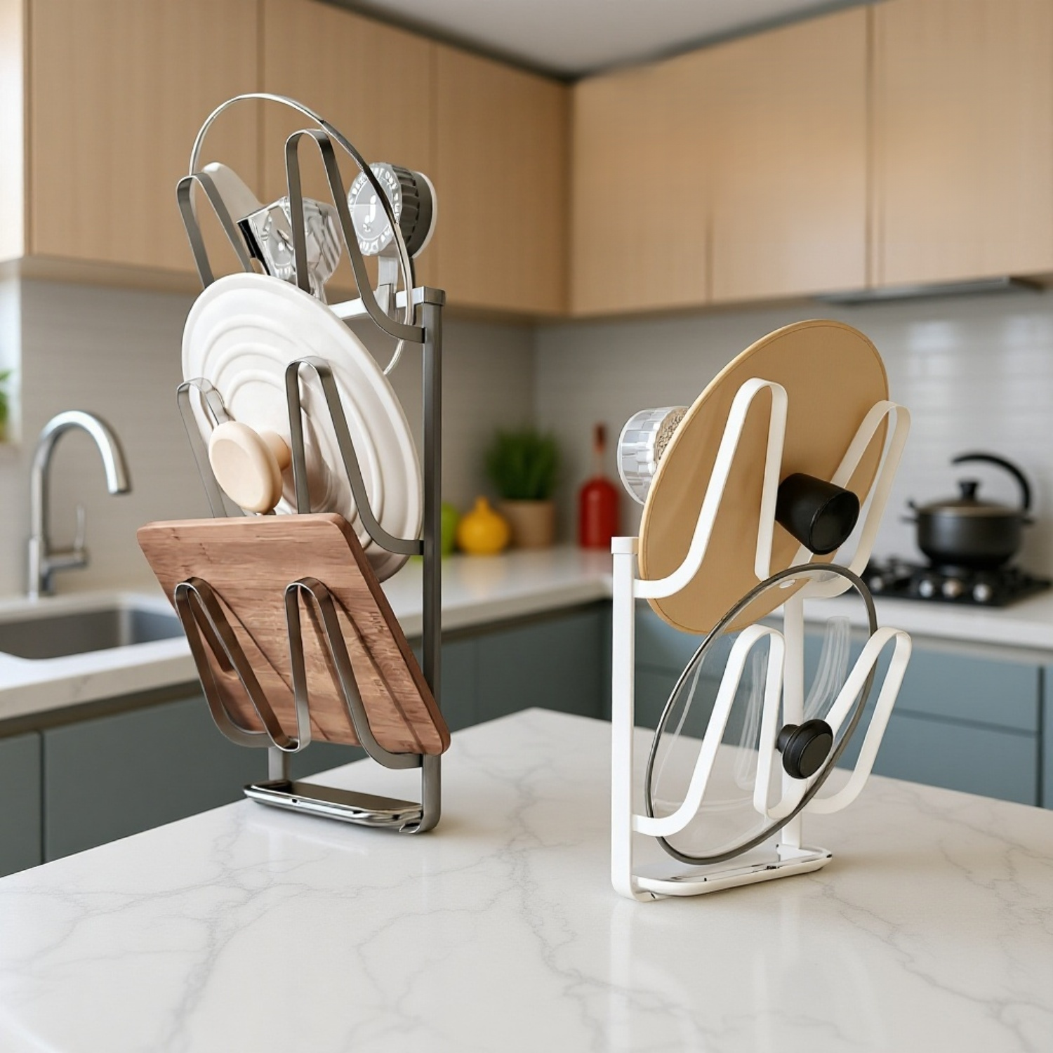 حامل غطاء وعاء متين مثبت على الحائط مزود بكوب شفط