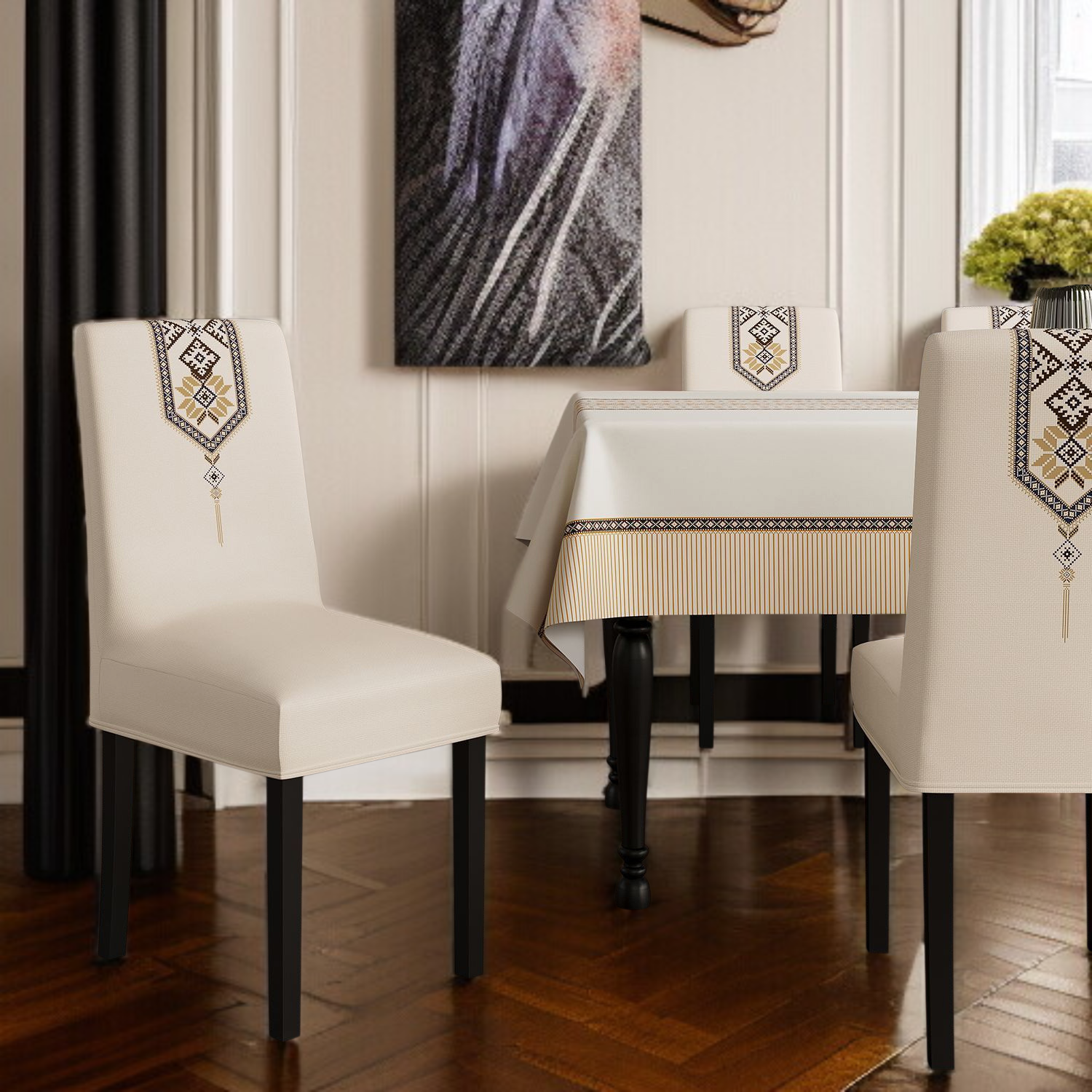 High space utilization dining chair cover Dining chair table cover Four seasons artistic flavor serv