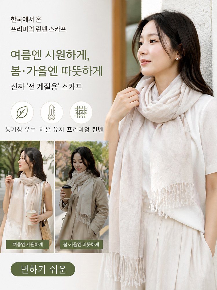 린넨 메쉬 스카프