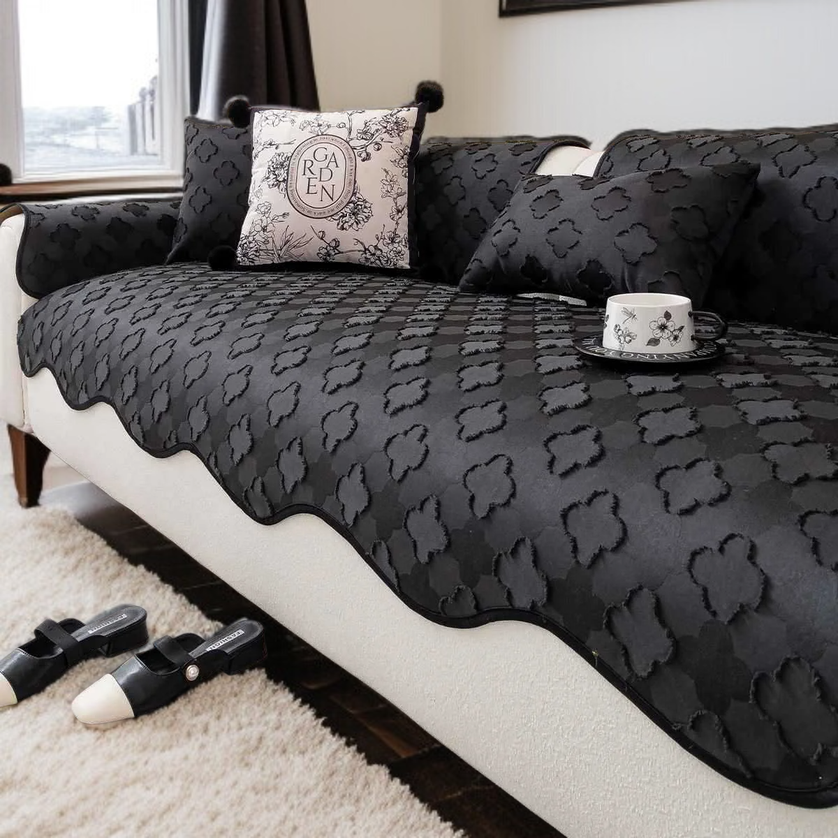 소파 쿠션 미끄럼 방지 이형 시니어 크림 화이트 쿠션 직선 소파 커버 이형 소파 쿠션