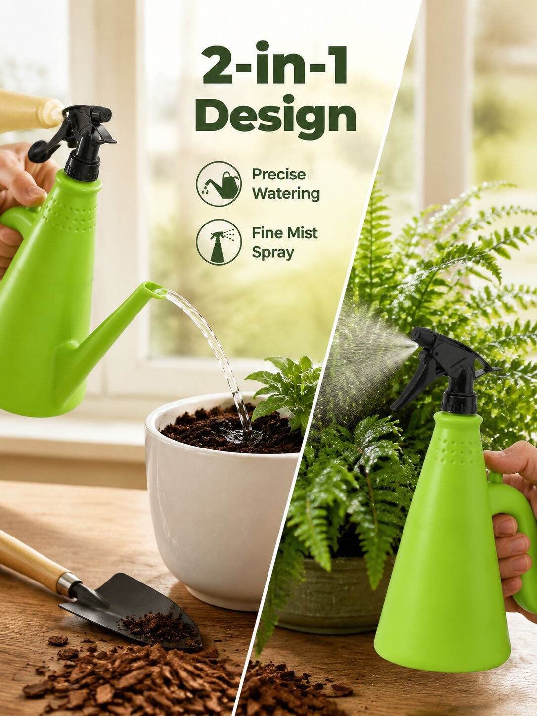 Manual Press Spray Bottle, Dual-use Watering and Spraying Can for Home and Garden