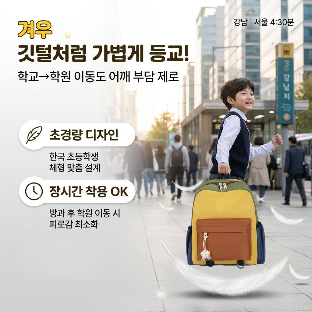초등학생용 배색 경량 백팩 패션 통기성 남녀공용