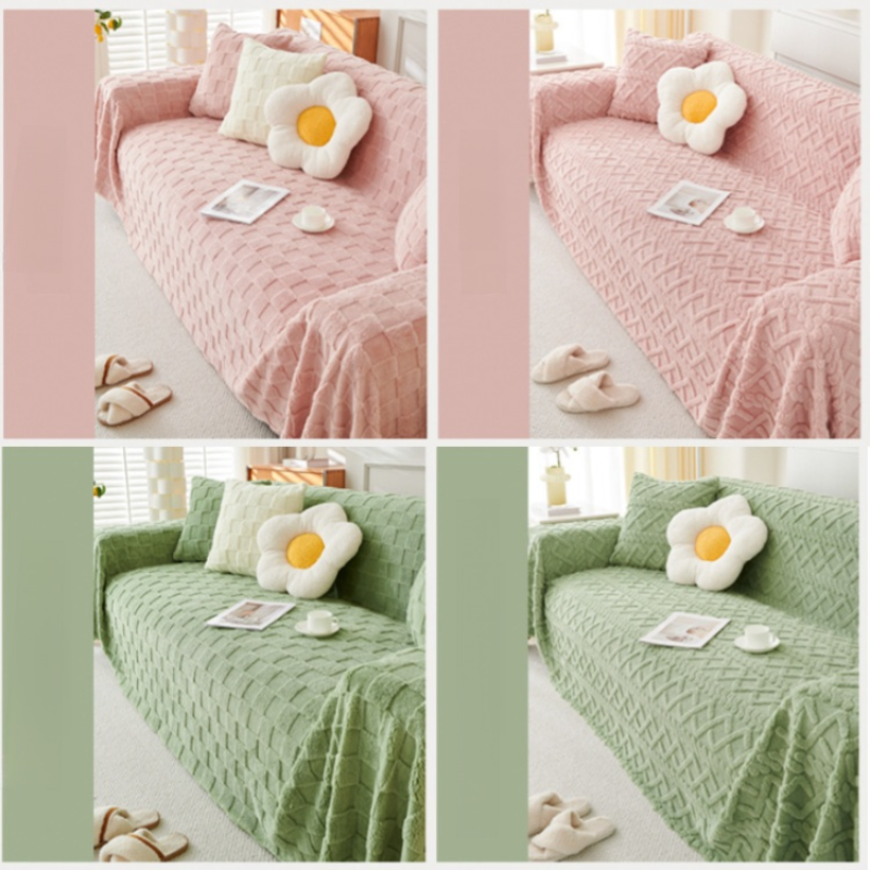 Cream-Colored Solid Sofa Throw