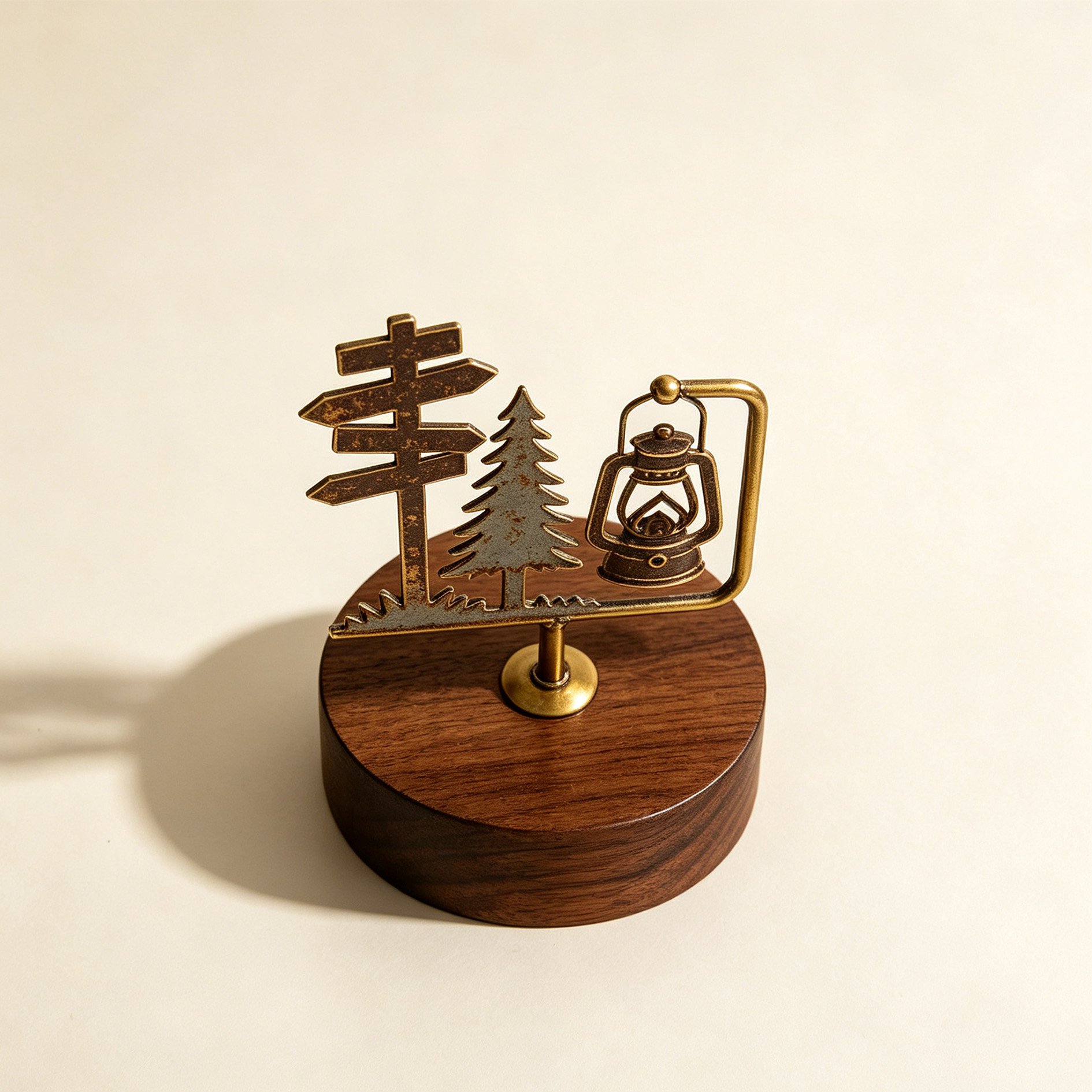 Direction sign ornament with mountain and forest design