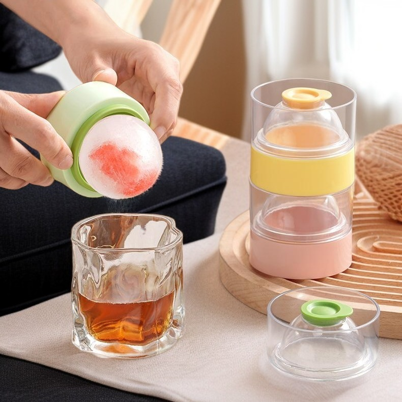 เครื่องทำน้ำแข็งทรงกลมขนาดใหญ่สำหรับใช้ในบ้าน อัพเกรดซีลแน่น อาหารเกรดปลอดภัย เหมาะสำหรับวิสกี้