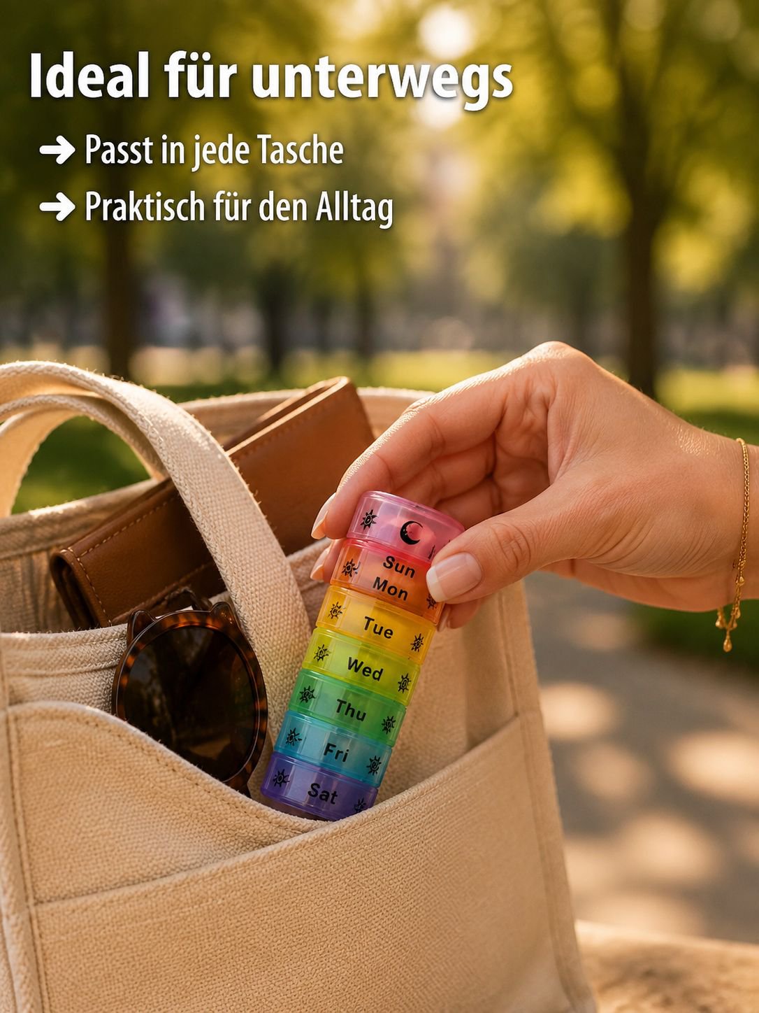 14-Fächer tragbare, abnehmbare, feuchtigkeitsgeschützte Wochen-Pillenbox für morgens und abends