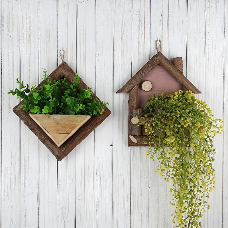 Small Courtyard Decorative Wooden Simulation Green Plant Flower Pot