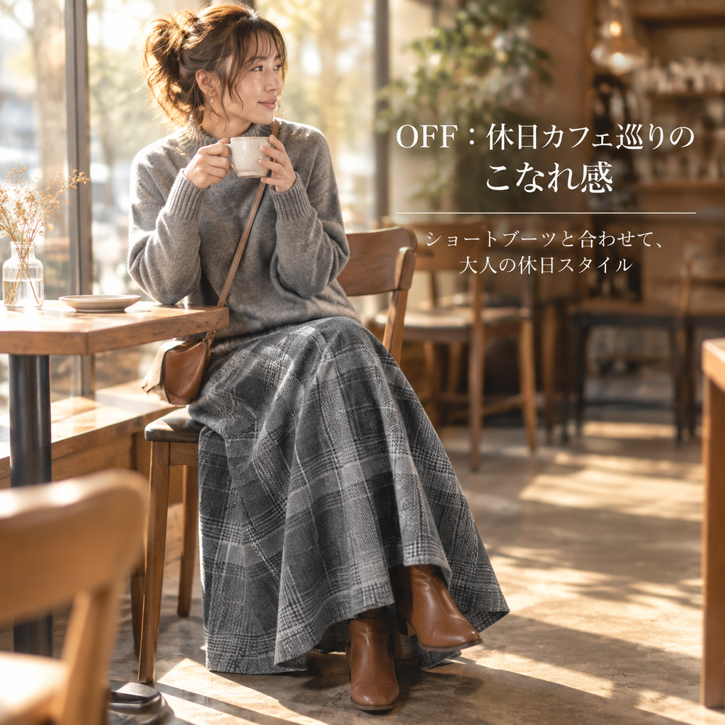 日系春秋冬新作ハイネックセーター+スカート2点セット