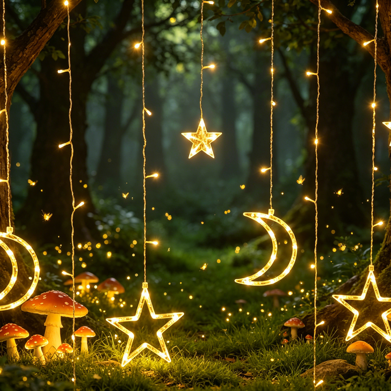 Luz decorativa LED de estrella y luna