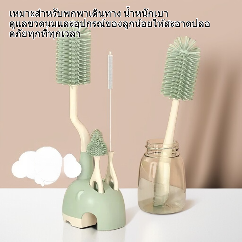 ชุดแปรงซิลิโคนสำหรับทำความสะอาดขวดนมเด็กเล็ก มีแปรงจุกนม แปรงขวดนม และแปรงหลอดดูด