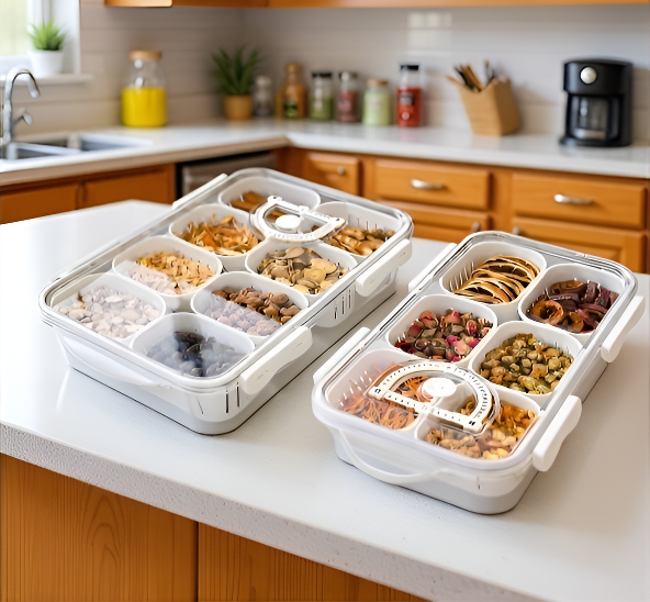 Kitchen organizer storing various condiments and ingredients
