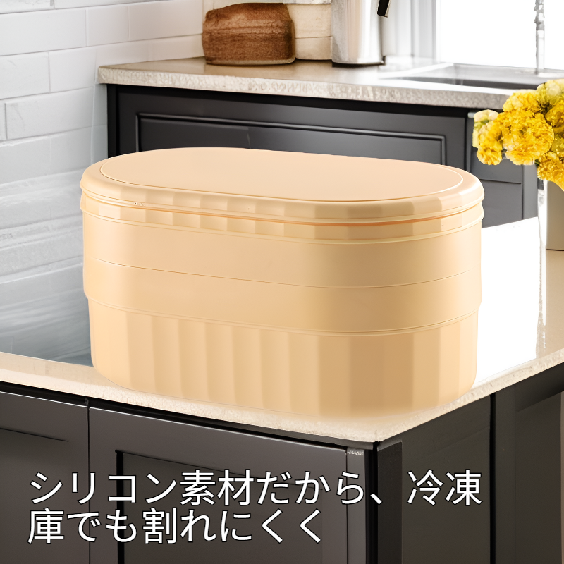 押し出しボタン付きシリコンアイスメーカー・ストレージボックス付き