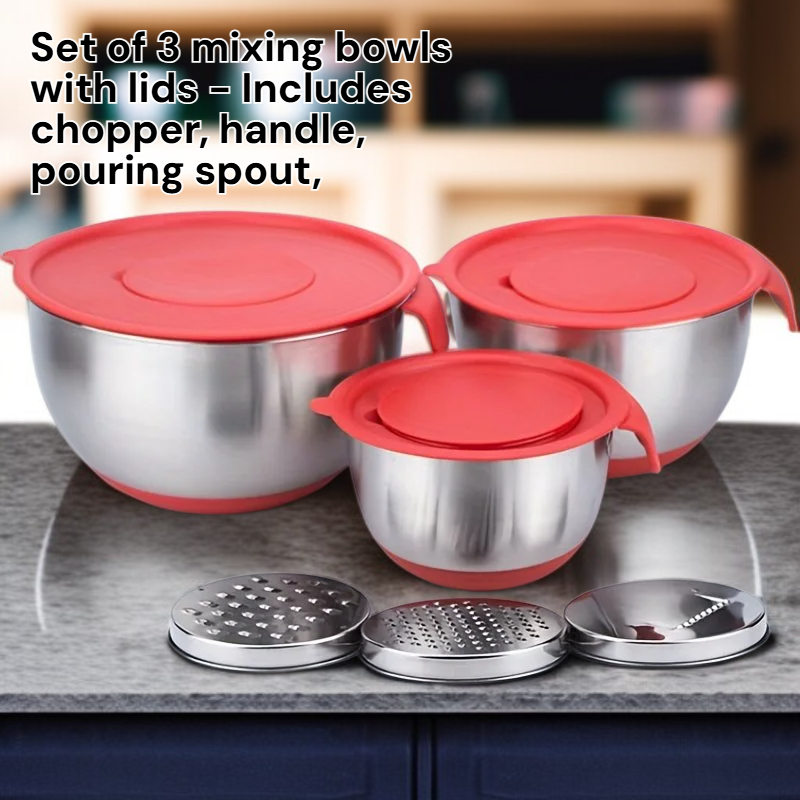 Set of 3 Mixing Bowls with Lids 