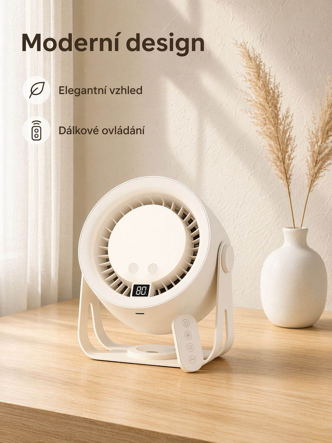 Stolní chytrý ventilátor a noční světlo 2 v 1, USB nabíjení pro domácnost