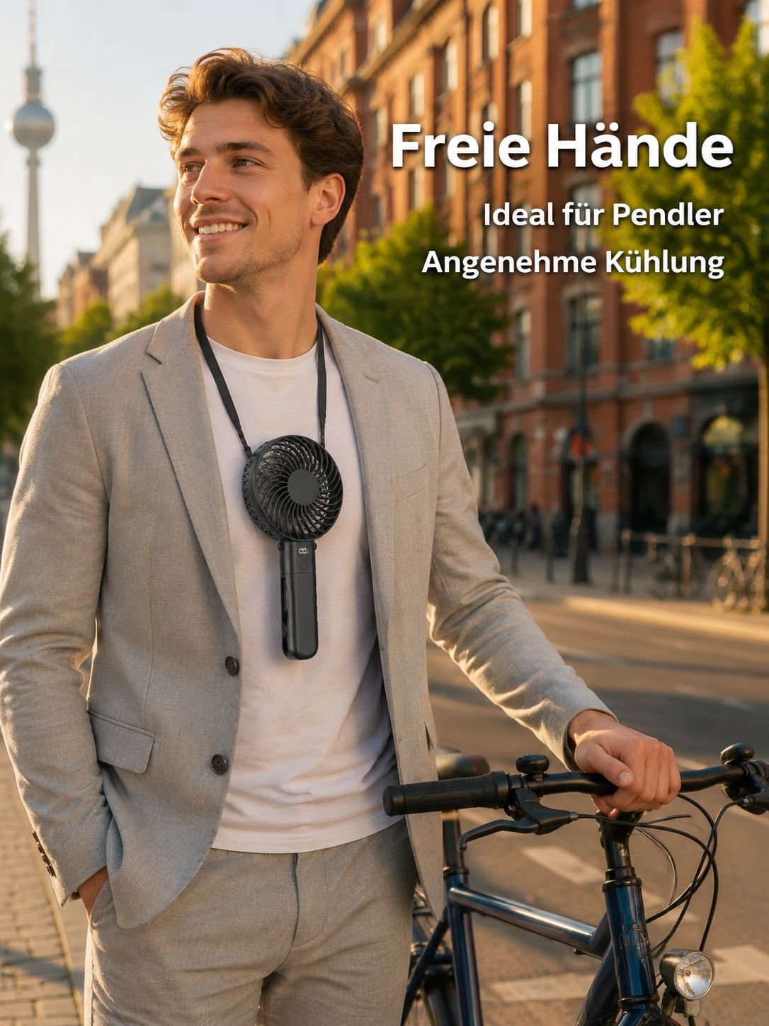 Tragbarer intelligenter Mini-Nackenventilator mit digitaler Anzeige