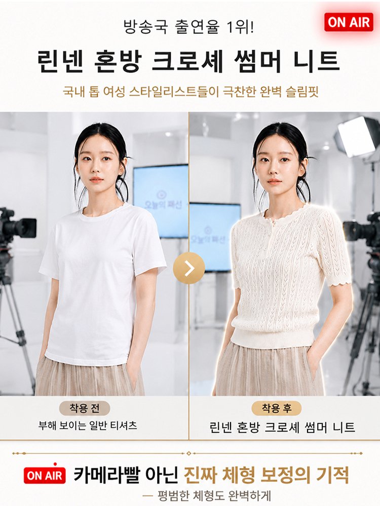 슬림핏 펀칭 니트 블라우스