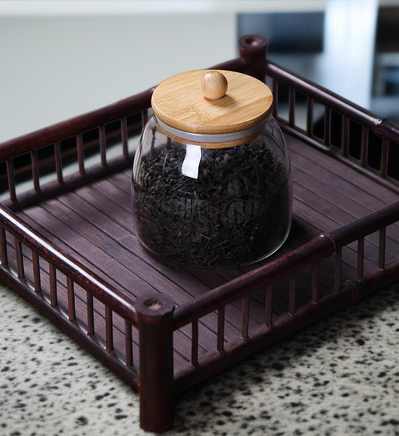Recipiente ecológico para té con tapa hermética de bambú