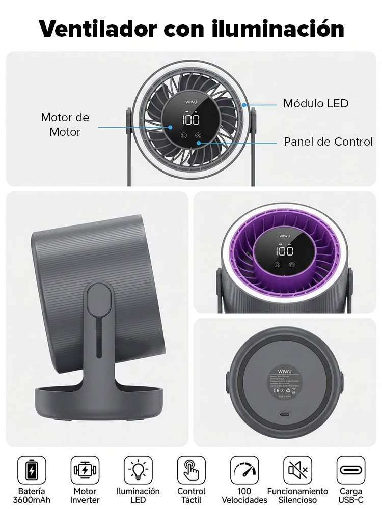 【Iluminable】Ventilador de circulación de aire frío con tecnología de variación de frecuencia