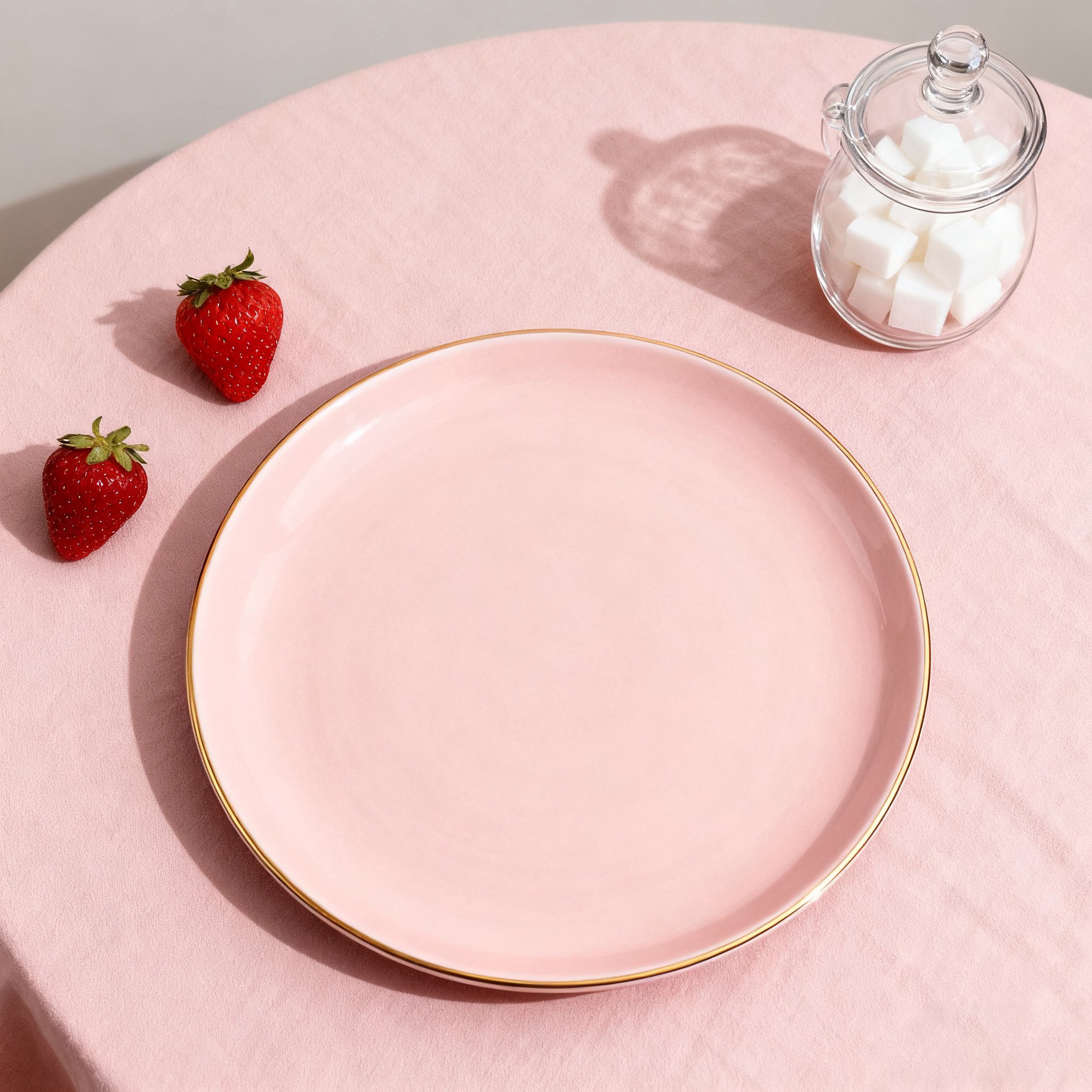 Stilvolle Servierteller mit edlem Roségoldrand