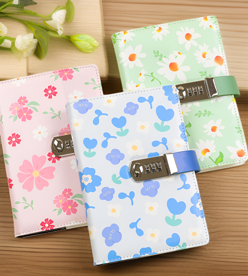 비밀번호로 잠글 수 있는 꽃 다이어리