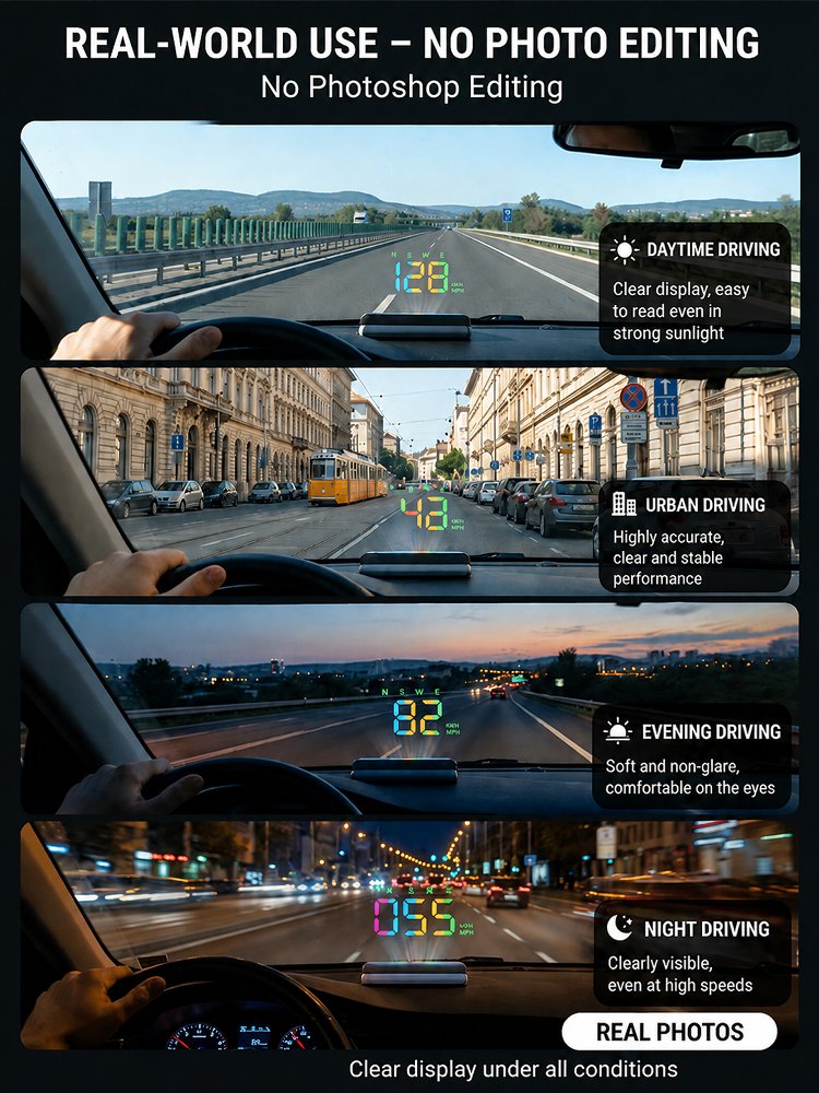 Large Font Clear Color Car HUD Display